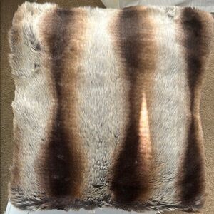 Luxurious Faux Fur Pillow in Brown and Gray, never used